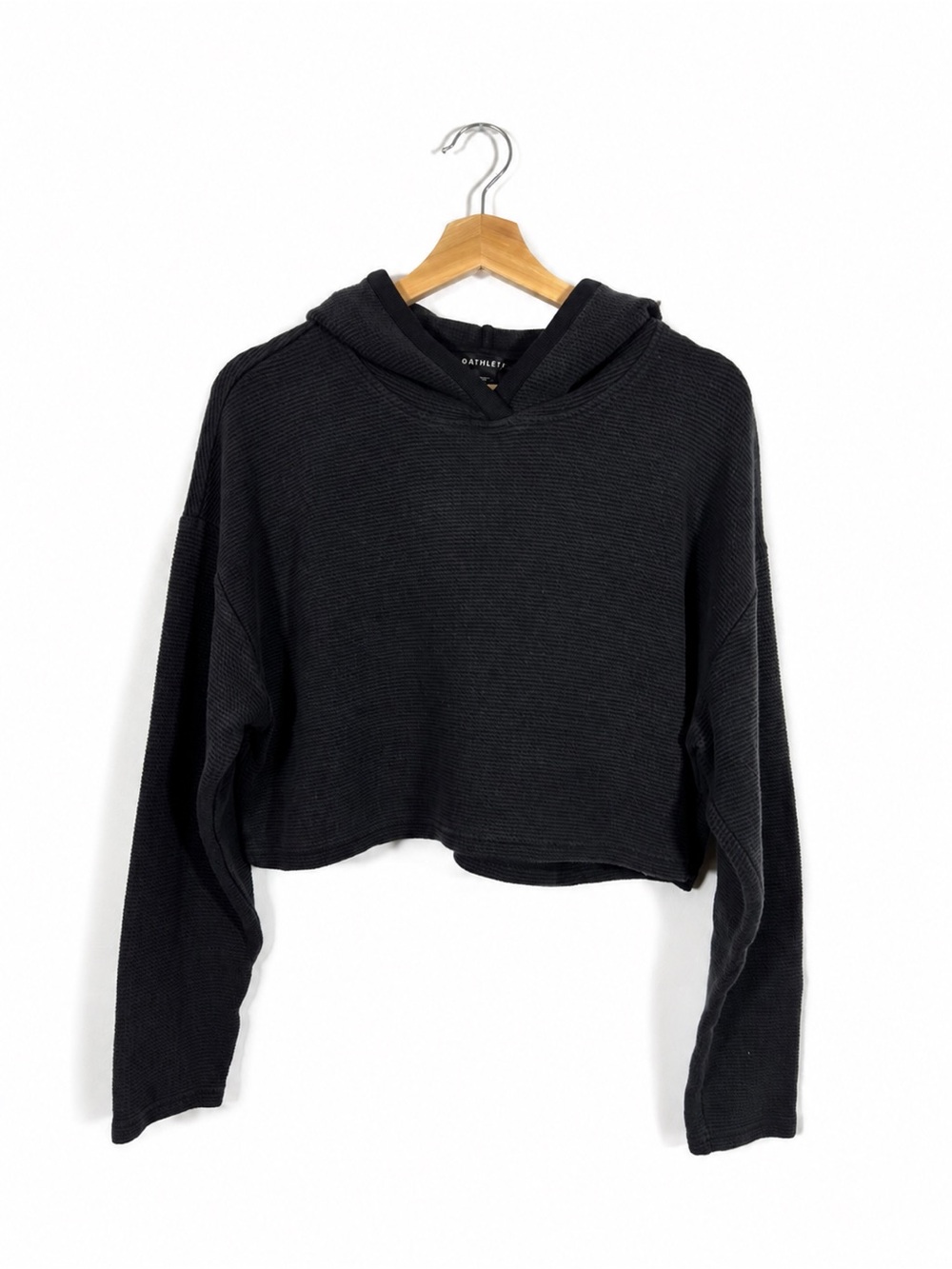 Athleta Tranquil Waffle Hoodie Cotton Knit Cropped Sweatshirt Size M Athleisure